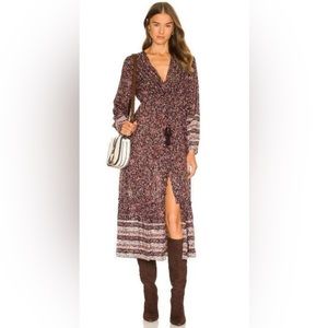 Veronica Baird Kameya Floral Midi Dress, Plum, size S.